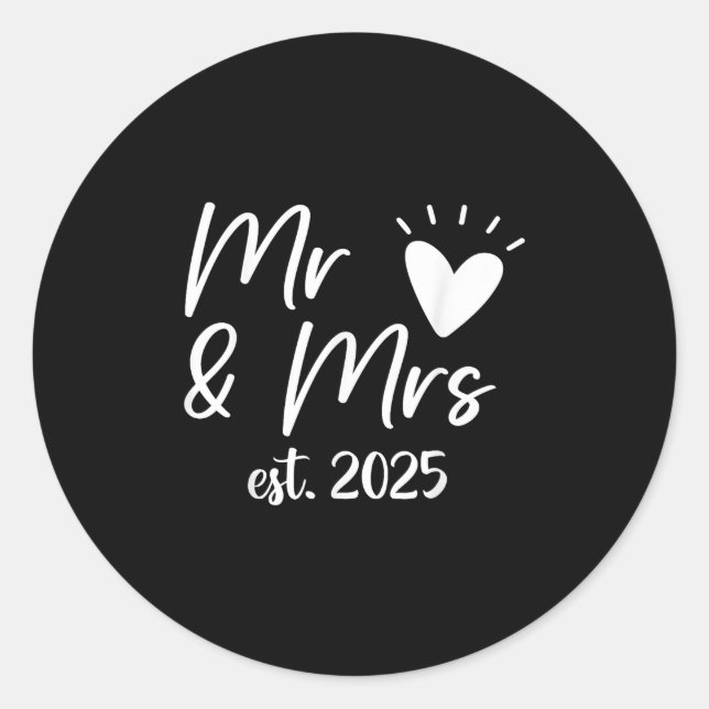 Sticker Rond M. Et Mme Est. 2025 Marié couple Mariage Husb (Devant)