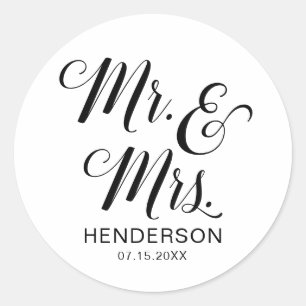 Sticker Rond M. et Mme Nom Mariage