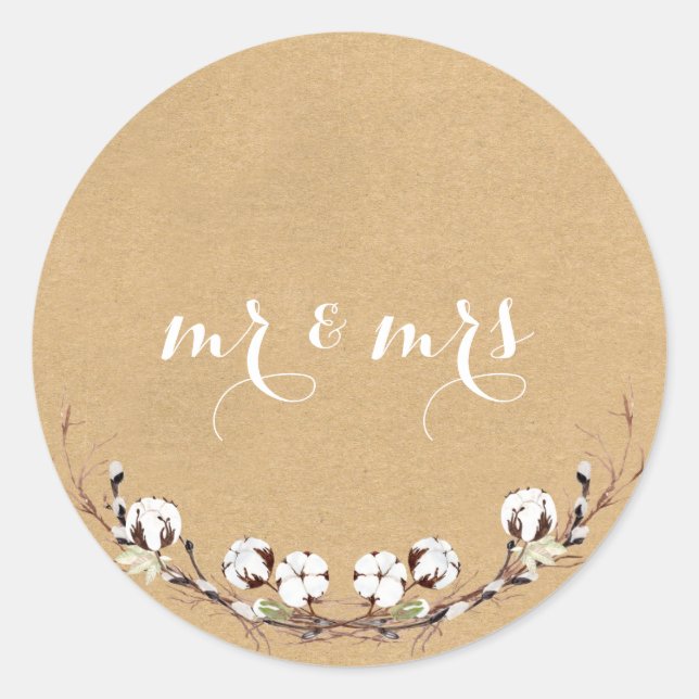 Sticker Rond M. et Mme Rustic Envelope Seals (Devant)