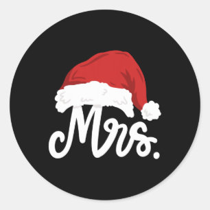 Sticker Rond M. Et Mme Santa Claus Couples Qui Correspondent À