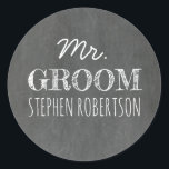 Sticker Rond M. Groom Chalkboard<br><div class="desc">Autocollants personnels de M. Groom</div>