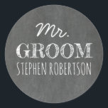 Sticker Rond M. Groom Chalkboard<br><div class="desc">Autocollants personnels de M. Groom</div>