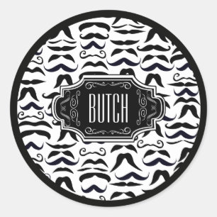 Sticker Rond M. Hipster Mustache Vintage Retro
