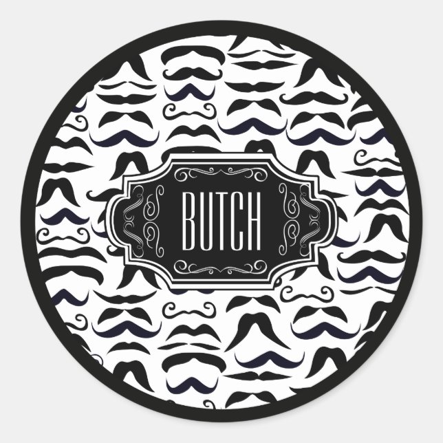 Sticker Rond M. Hipster Mustache Vintage Retro (Devant)