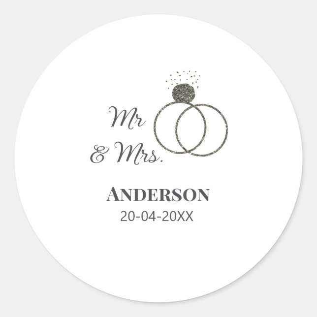 Sticker Rond M. & Mme ajouter nom de famille date année mariage (Devant)