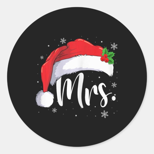 Sticker Rond M. Mme Claus Couples De Noël Avec Lui (Devant)
