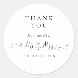Sticker Rond M. Mme Clé Symbole Script Mariage Merci
