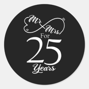 Sticker Rond M. Mme Depuis 25 Ans 25e Anniversaire De Mariage