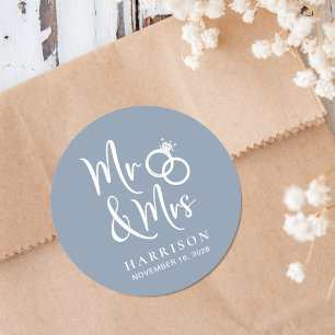 Sticker Rond M. Mme Dusty Mariage bleue