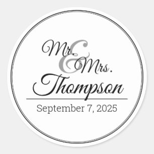 Sticker Rond M. & Mme Mariage Date de célébration