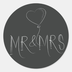 Sticker Rond M. & Mme. Marié Gray Coeur noir Sticke