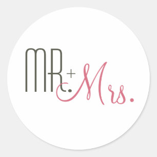 Sticker Rond M. & Mme Retro Mariage moderne Enveloppe sceaux