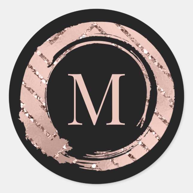 Sticker Rond M Monogramme Rose cadre de broussailles douce nupt (Devant)