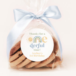 Sticker Rond M. Onederful Rainbow Boys 1er anniversaire Merci