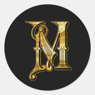 Sticker Rond M or d'impression monogramme