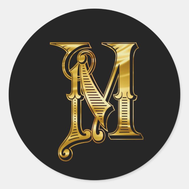 Sticker Rond M or d'impression monogramme (Devant)