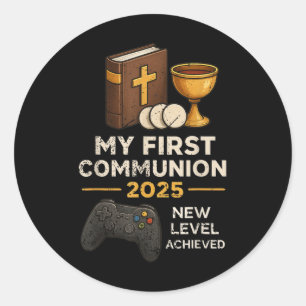 Sticker Rond Ma 1ère Première Communion 2025 Jeu Vidéo Catholiq