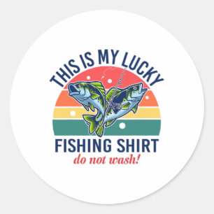 Sticker Rond Ma chemise de pêche chanceuse pour jeunes enfants