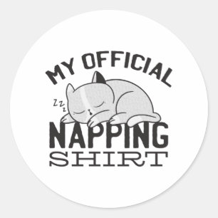 Sticker Rond Ma chemise de sieste officielle - Chat en sommeil
