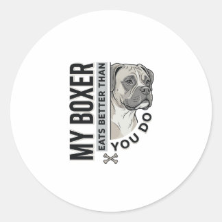 Sticker Rond Ma chemise pour amoureux de Boxer Mon Boxer mange