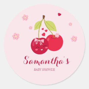 Sticker Rond Ma Cherie Cherry Pink Coquette Baby shower fille