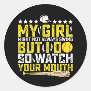 Sticker Rond Ma copine ne swingue peut-être pas toujours, mais