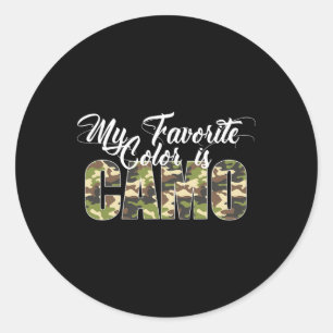 Sticker Rond Ma Couleur Favorite Est Camo Funny Camouflage Chas