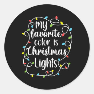 Sticker Rond Ma couleur préférée est les lumières de Noël 