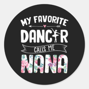 Sticker Rond Ma Danse Favorite M'Appelle Nana Ballet Floral Mot