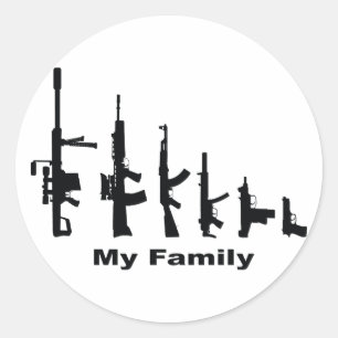 Sticker Rond Ma famille (J'aime les armes)