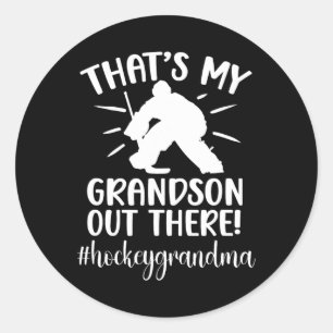 Sticker Rond Ma grand-mère de hockey de grand-fils joueur de ho