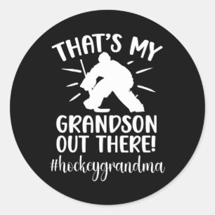 Sticker Rond Ma grand-mère de hockey de Grandson Joueuse de hoc