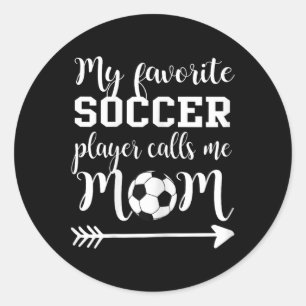 Sticker Rond Ma joueuse de football préférée m'appelle maman
