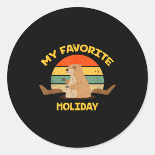 Sticker Rond Ma journée préférée de la marmotte drôle de la fêt