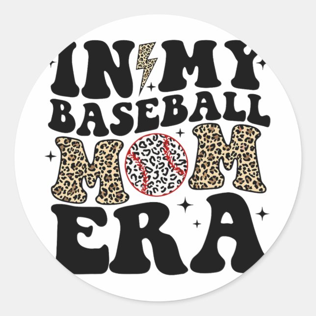 Sticker Rond Ma maman de baseball Era Leopard Maman de baseball (Devant)