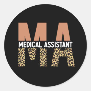 Sticker Rond MA Médicale Assistant Empreinte de léopard