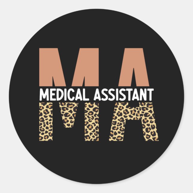 Sticker Rond MA Médicale Assistant Empreinte de léopard (Devant)