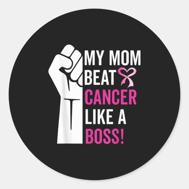 Sticker Rond Ma Mère Battre Le Cancer Du Sein Comme Un Guerrier (Devant)