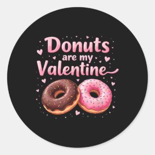 Sticker Rond Ma Mignonne Donut Coeur Avec Des Donuts De Froid R