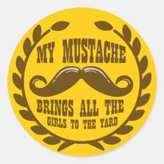 Sticker Rond Ma moustache amène toutes les filles au triage