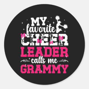 Sticker Rond Ma pom-pom girl préférée m'appelle Grammy Cheer Gr