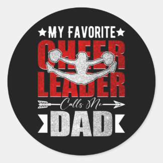 Sticker Rond Ma pom-pom girl préférée m'appelle Papa Cheer Papa