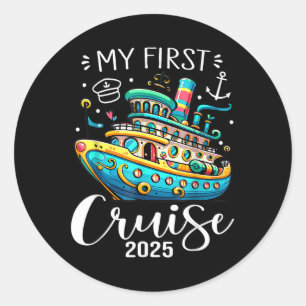 Sticker Rond Ma première croisière 2025 Cute Famille Vacation C