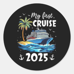 Sticker Rond Ma première croisière 2025 Drôle de première fois