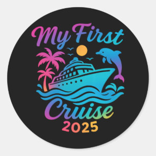 Sticker Rond Ma première croisière 2025 Famille Voyage de batea