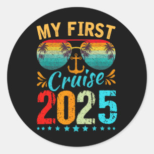 Sticker Rond Ma Première Croisière 2025 Tee Family Vacation Cru
