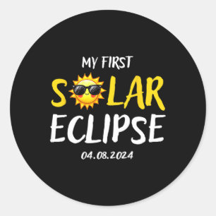 Sticker Rond Ma première éclipse solaire 8 avril 2024 Enfants g