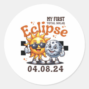 Sticker Rond Ma première éclipse solaire totale 8 avril 2024 To