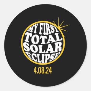 Sticker Rond Ma première éclipse solaire totale 8 avril Enfant 