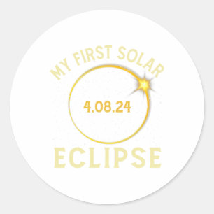 Sticker Rond Ma première éclipse solaire totale 8 avril Enfant